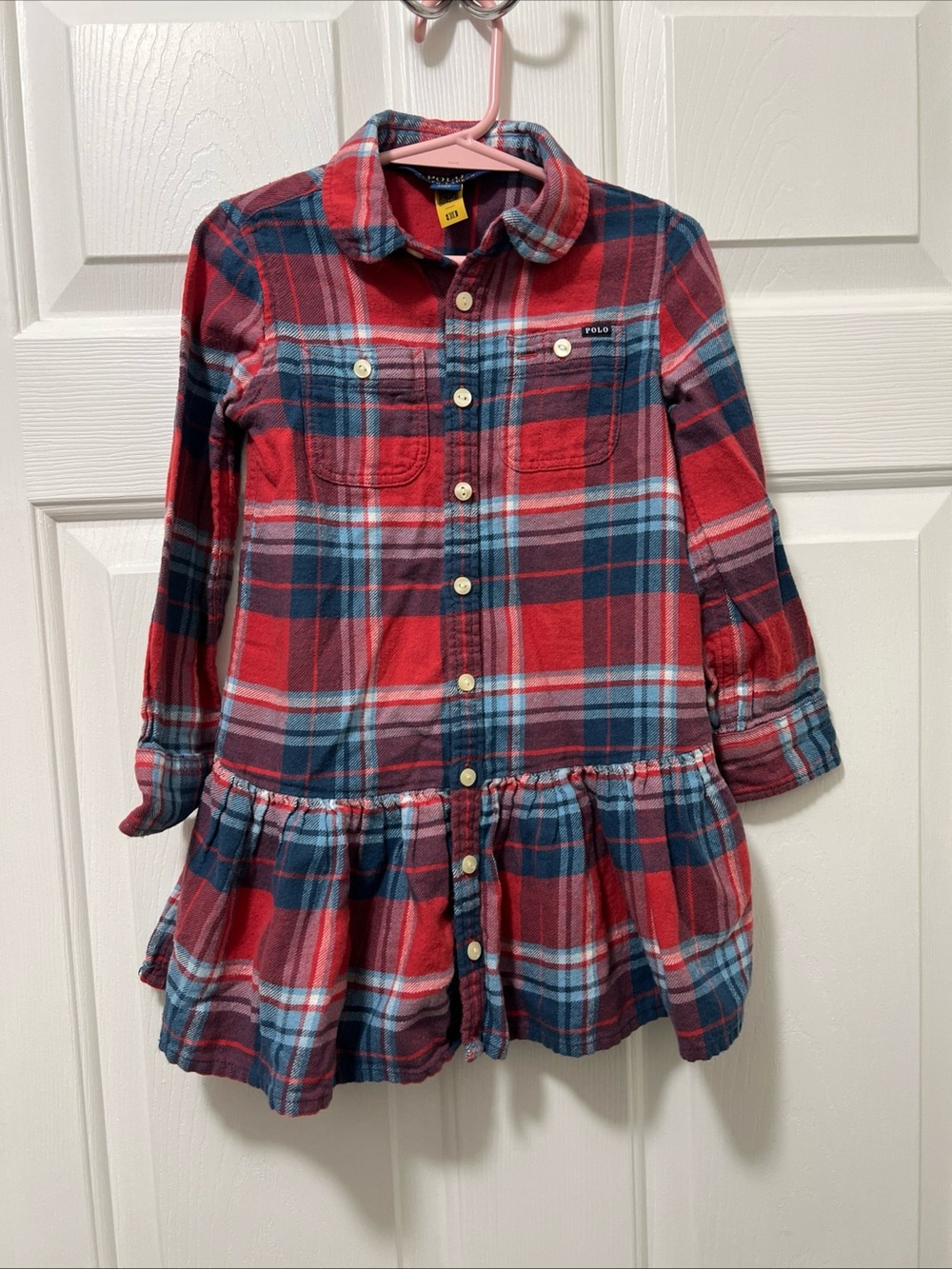 Polo by Ralph Lauren Red and Blue Plaid Shirt Dress